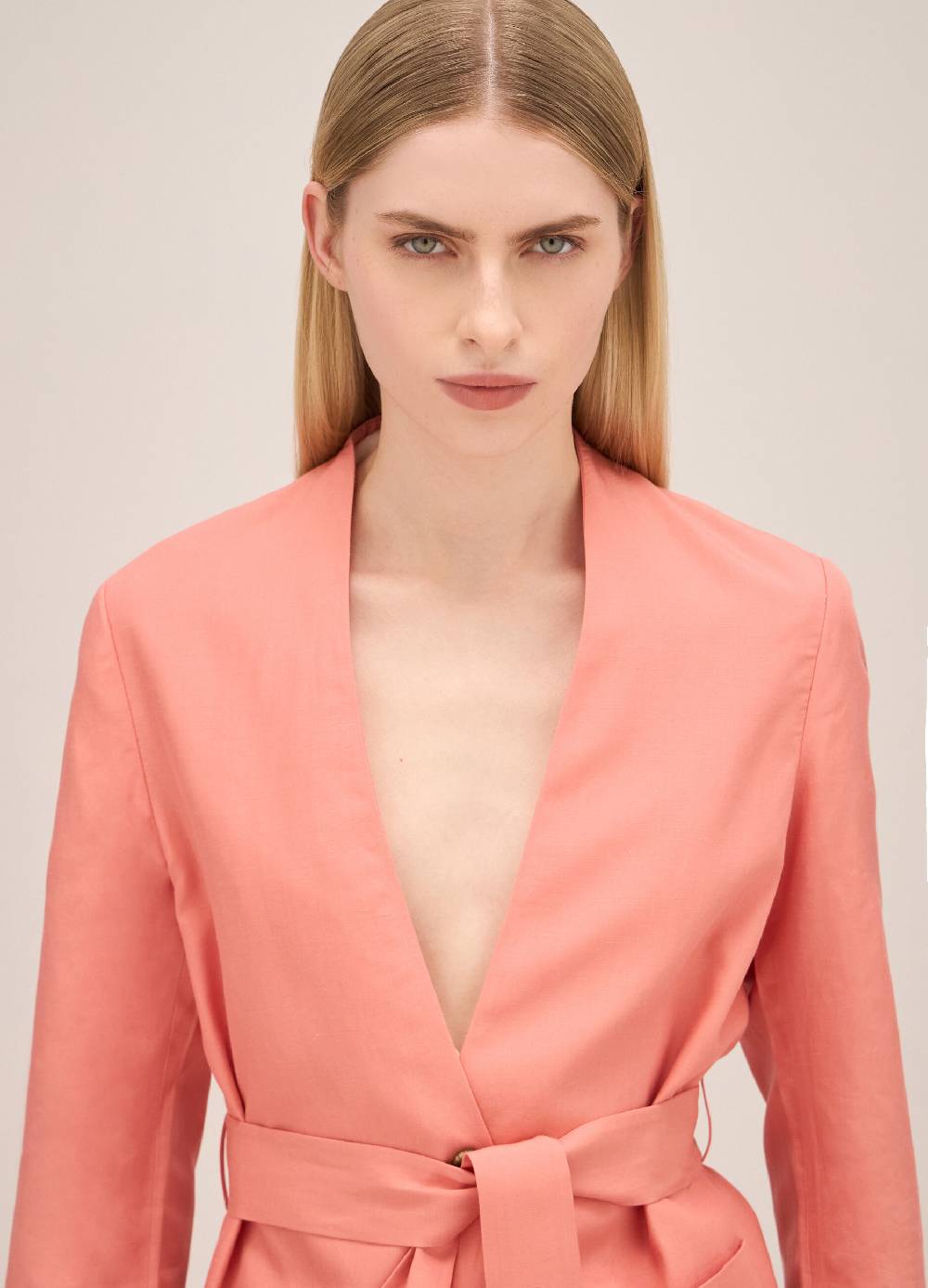 LES COPAINSBlazer misto lino con cintura Vendita