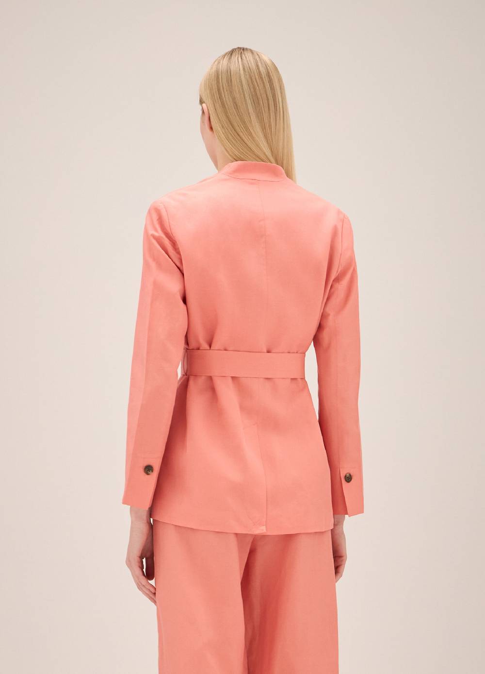 LES COPAINSBlazer misto lino con cintura Vendita