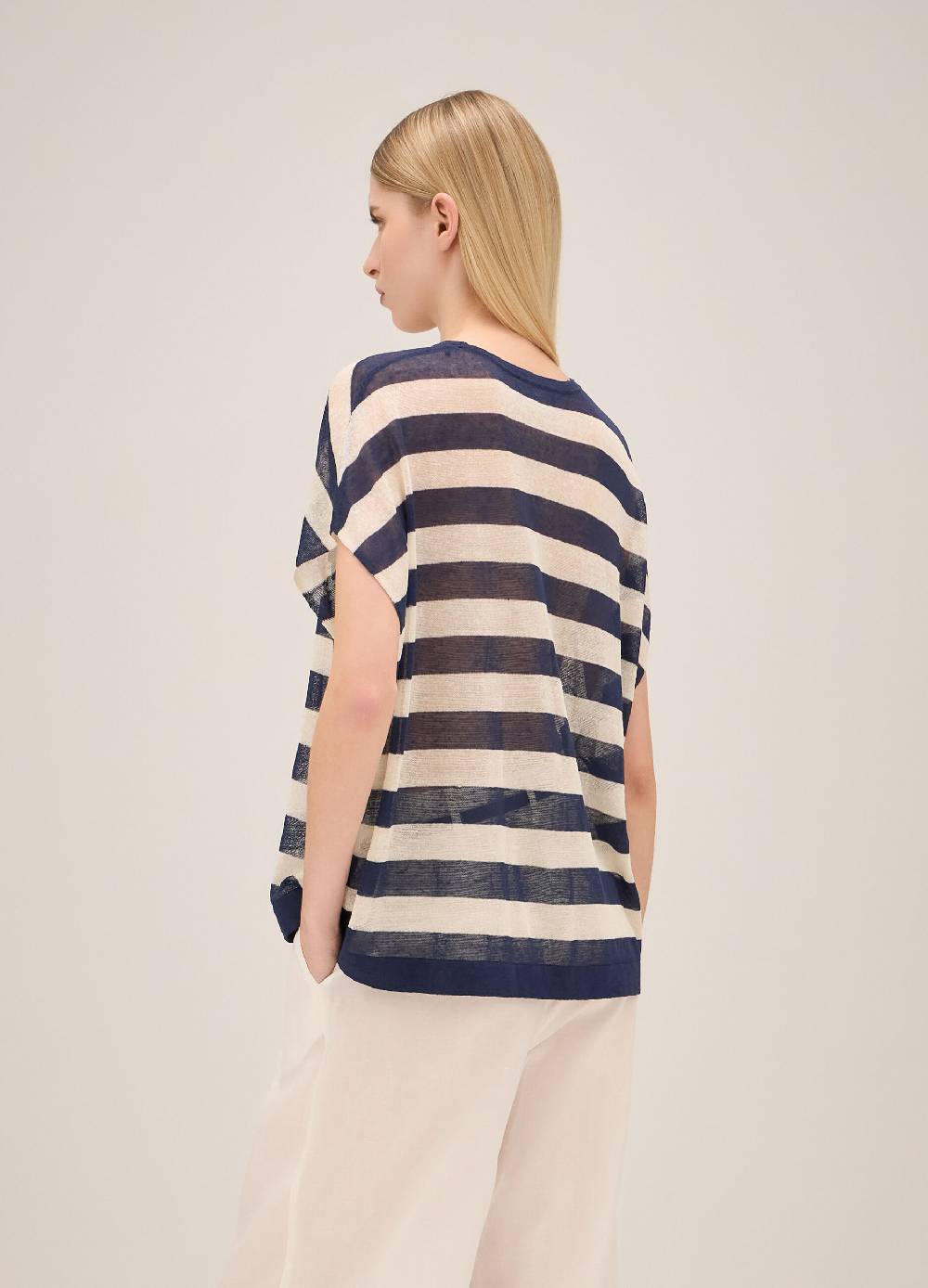 LES COPAINSMaglia tricot a maniche corte in misto lino Negozio