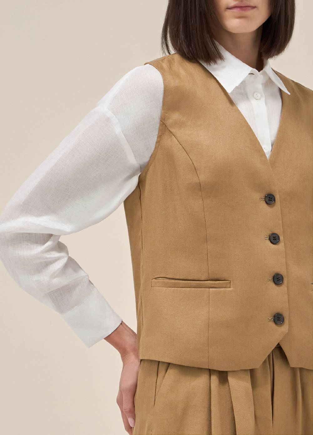 LES COPAINSGilet in puro lino Vendita Calda
