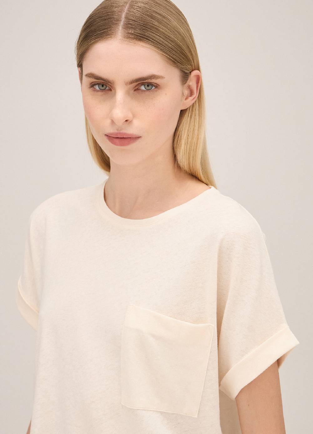 LES COPAINST-shirt in lino e cotone Saldi Di Fabbrica