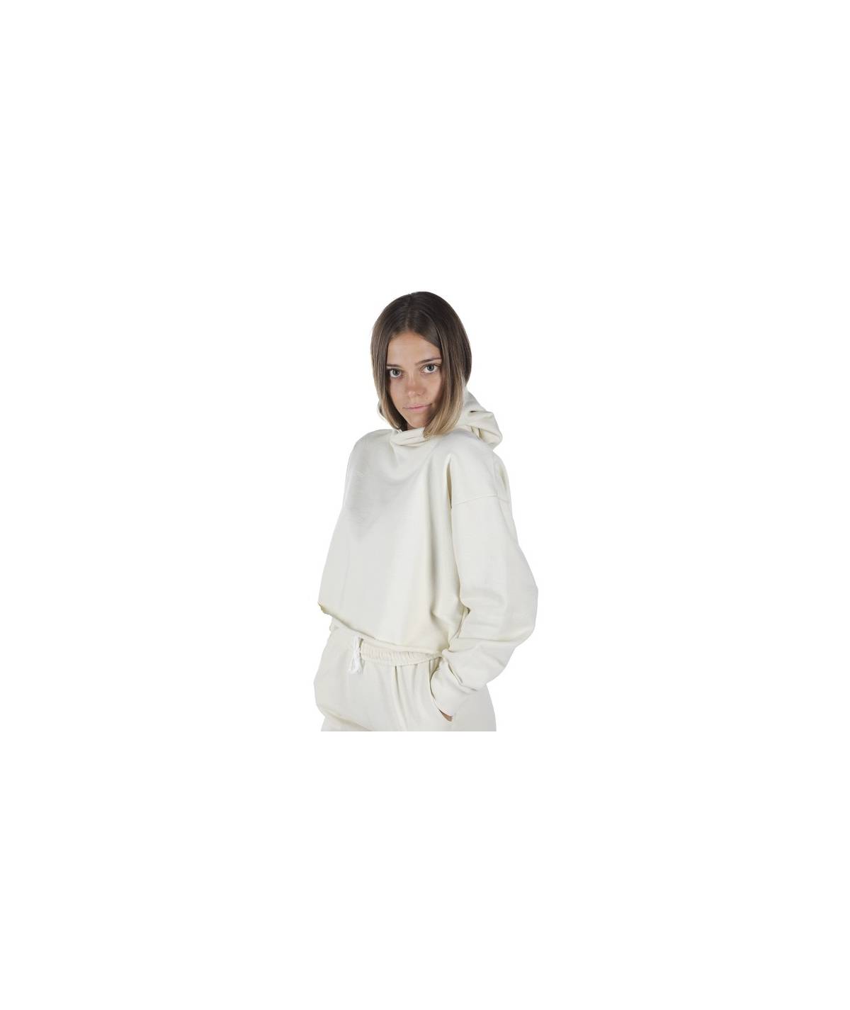 Lab84 FELPA CROP TOP CAPPUCCIO Consegna Veloce