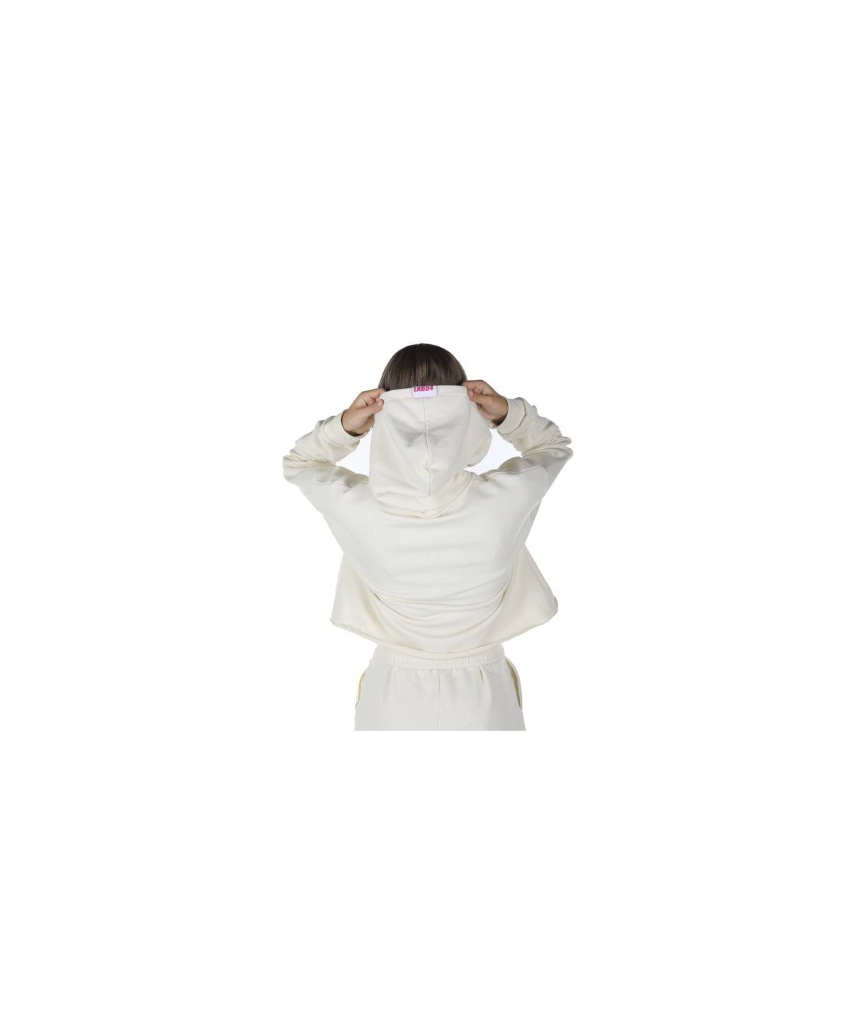 Lab84 FELPA CROP TOP CAPPUCCIO Consegna Veloce