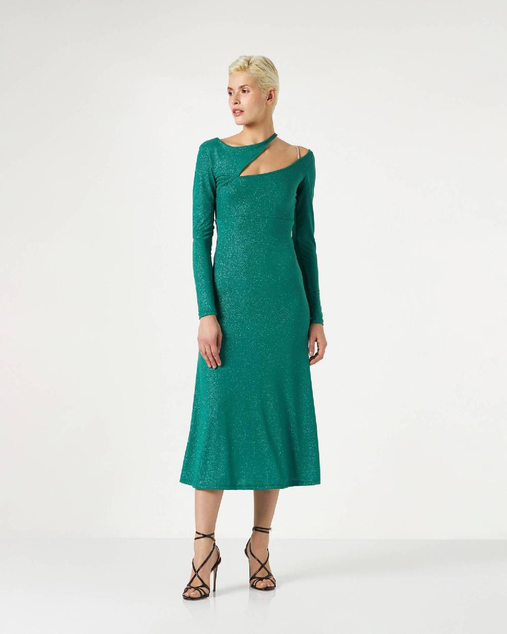 Le Twins Catia Jersey Lurex Verde Sconto