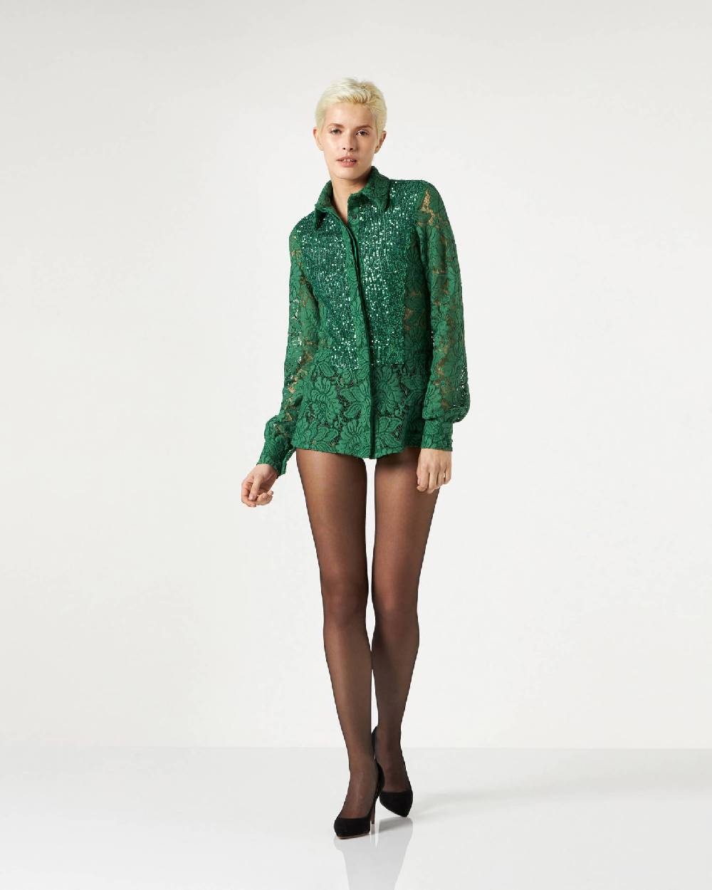 Le Twins Marsala Pizzo e Paillettes Verde Shopping Online