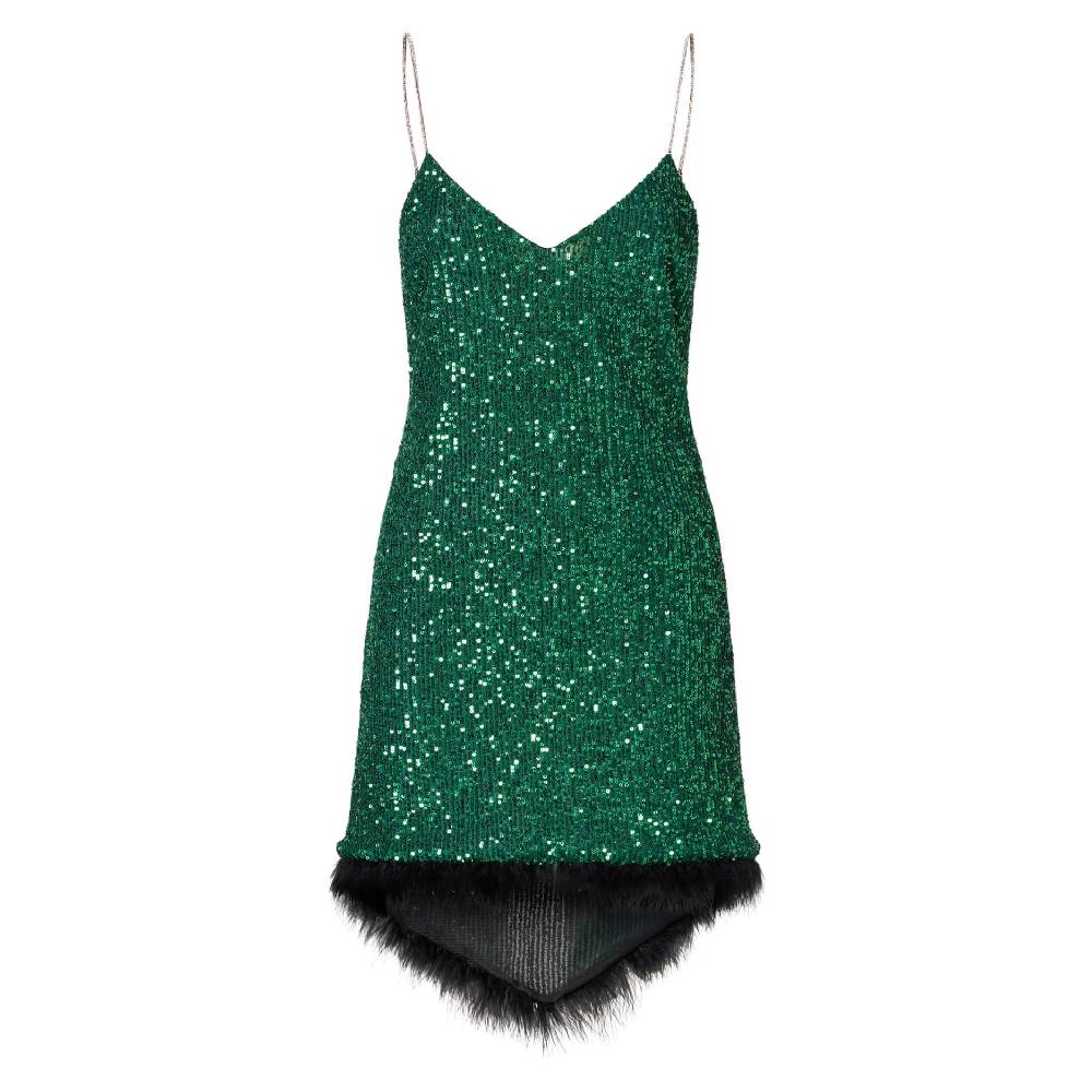 Le Twins Alessandria Paillettes Piume Verde Sconto