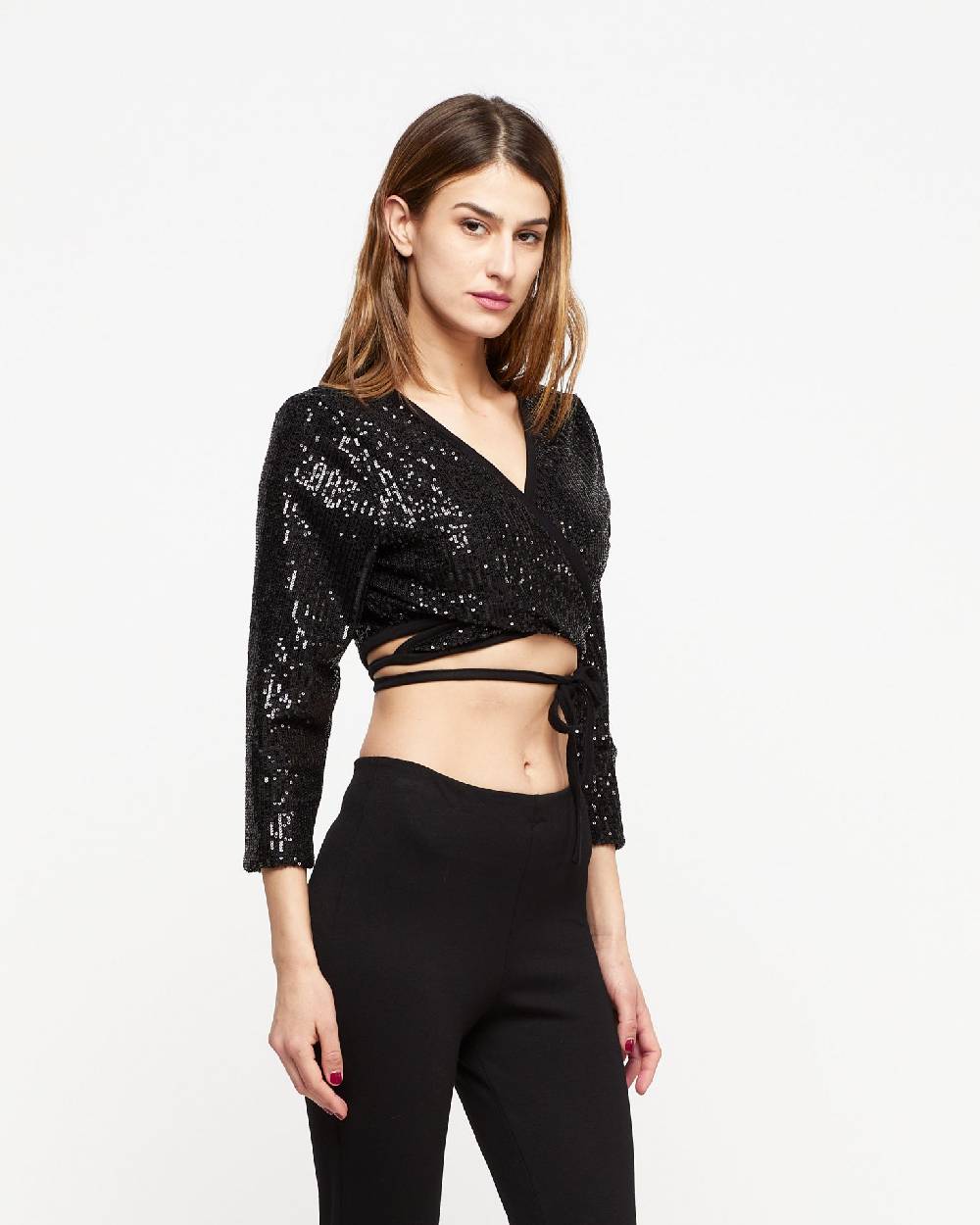 Le Twins Copri Spalla Lena – Paillettes Nero Shopping Online