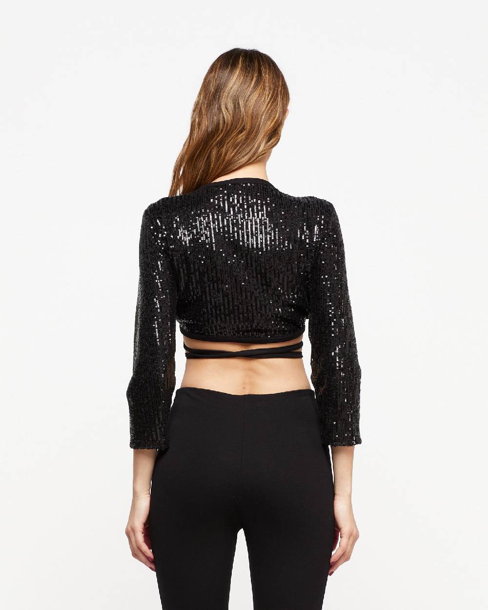 Le Twins Copri Spalla Lena – Paillettes Nero Shopping Online