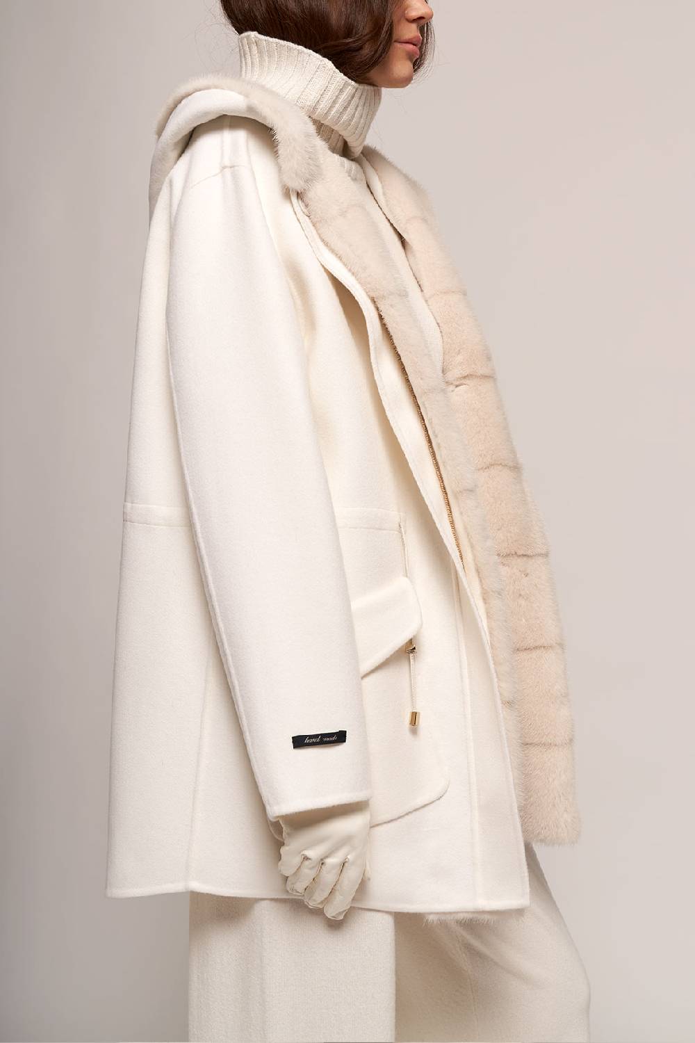 Manzoni 24 Parka in lana con bordo visone Consegna Veloce