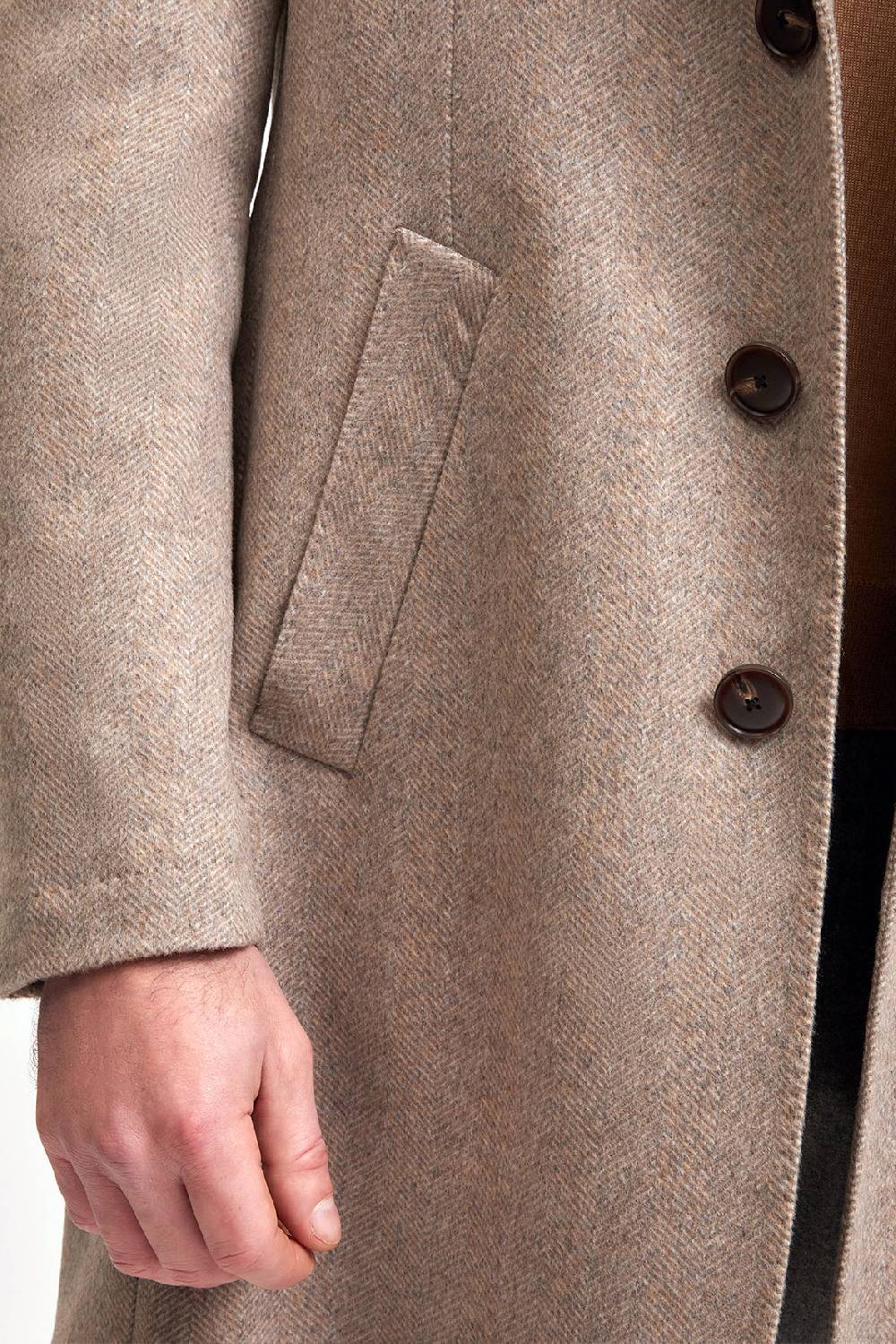Manzoni 24 Cappotto in lana spigata Presa