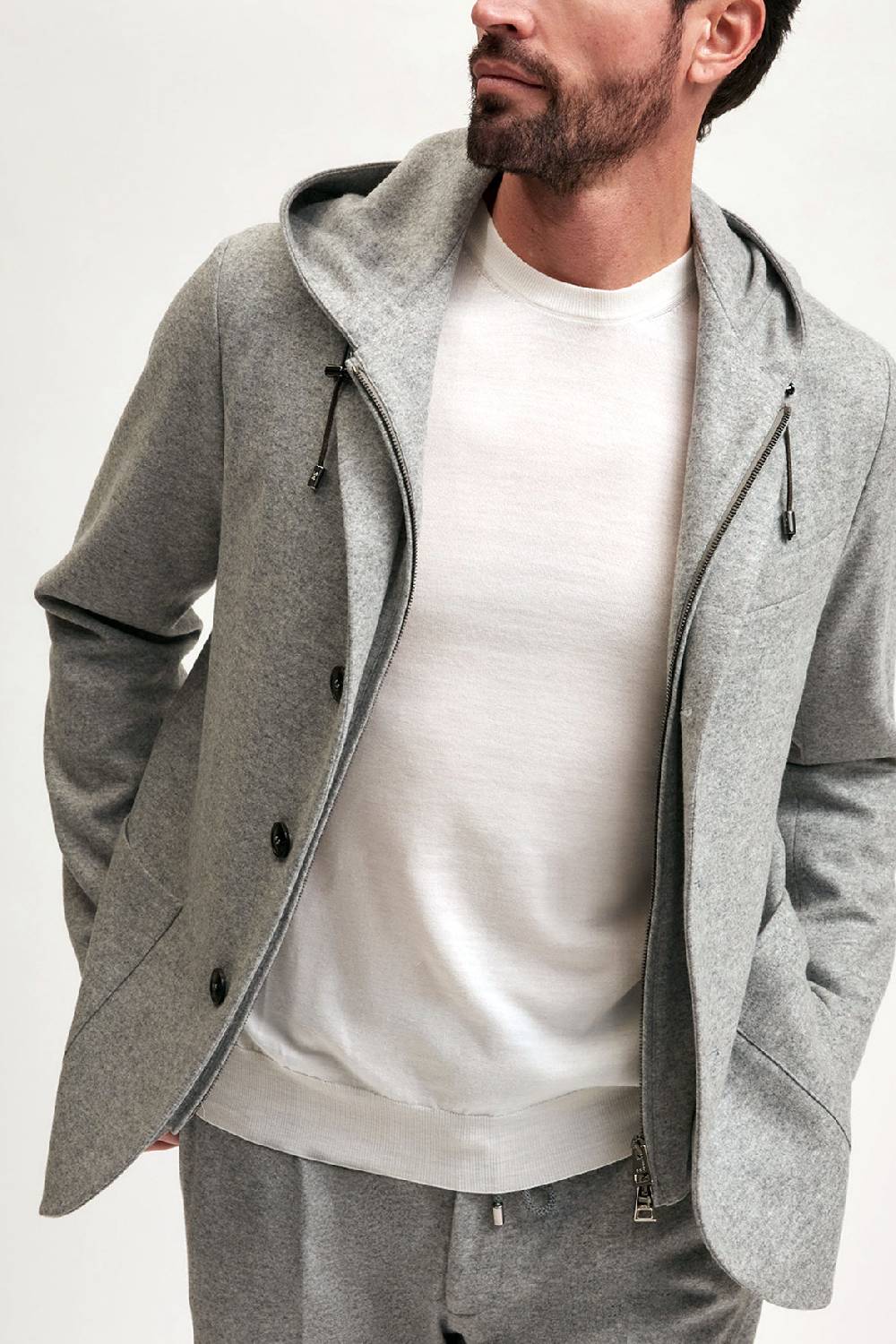 Manzoni 24 Giacca jersey in lana con davantino staccabile Offerta