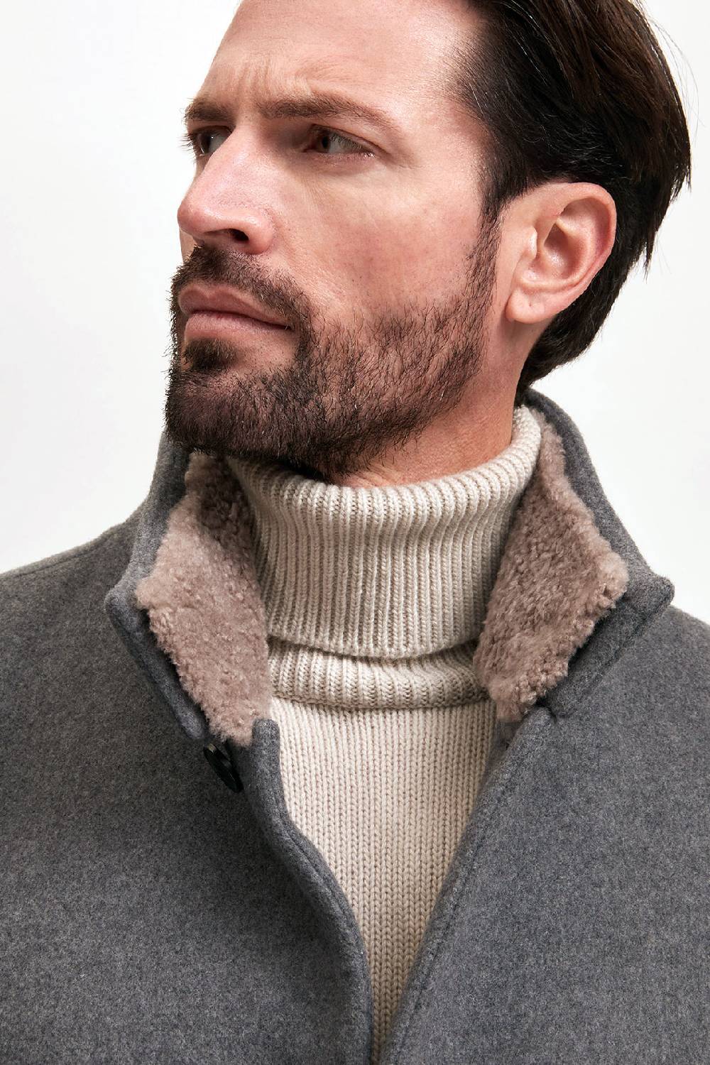 Manzoni 24 Cappotto in lana con collo in montone curly Outlet