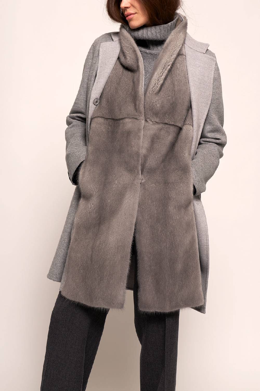 Manzoni 24 Gilet visone con tessuto cashmere Loro Piana In Saldo