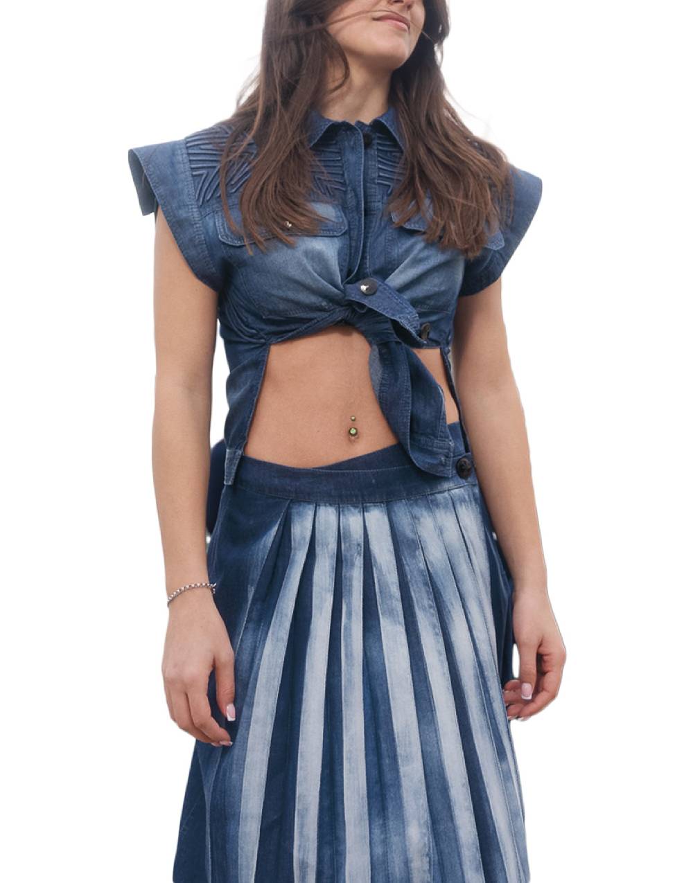 La Fabrique Maida Camicia Corta in Denim Vendita Calda