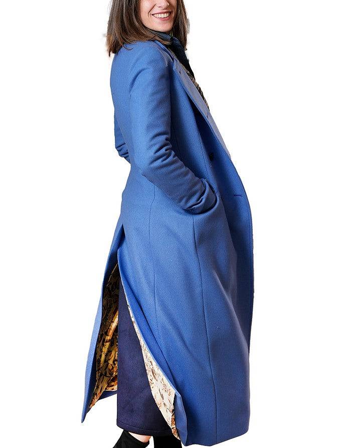 La Fabrique Marguerite Cappotto in Lana Vergine Blu Saldi Di Fabbrica