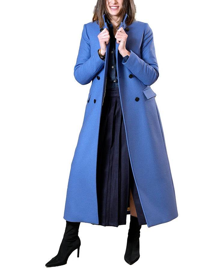 La Fabrique Marguerite Cappotto in Lana Vergine Blu Saldi Di Fabbrica