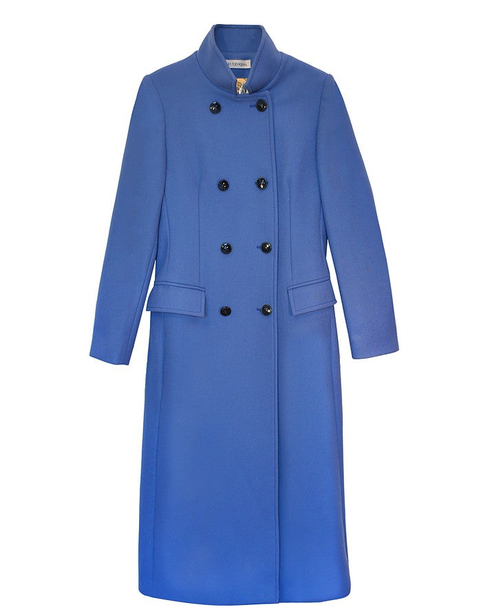 La Fabrique Marguerite Cappotto in Lana Vergine Blu Saldi Di Fabbrica