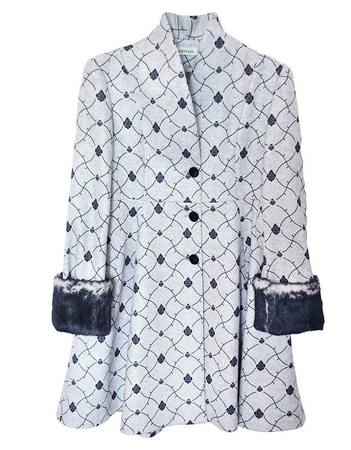La Fabrique Mia Cappotto Svasato in Blu e Grigio Chiaro Vendite Flash