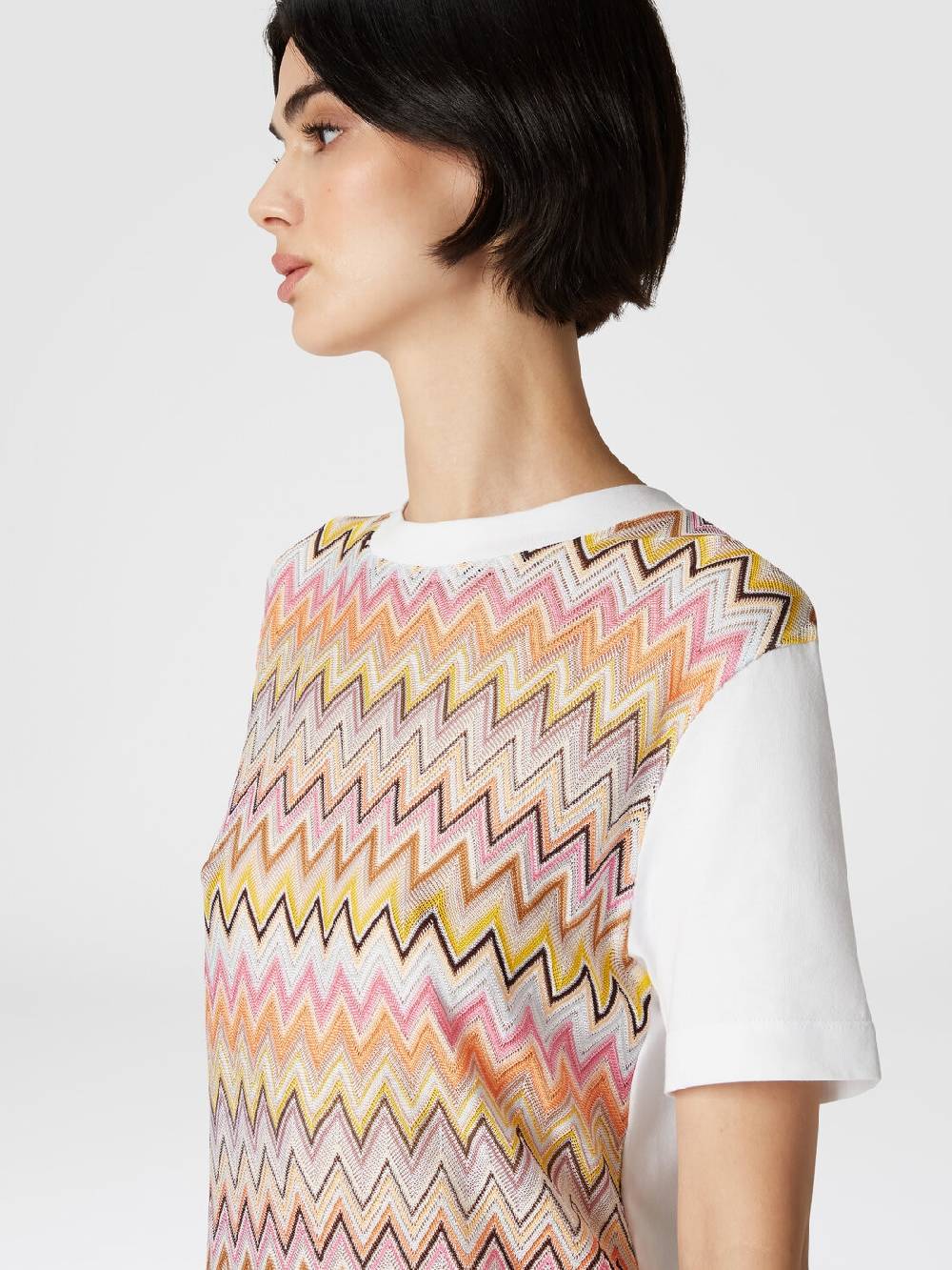 M Missoni T-shirt in jersey di cotone con inserti chevron Presa