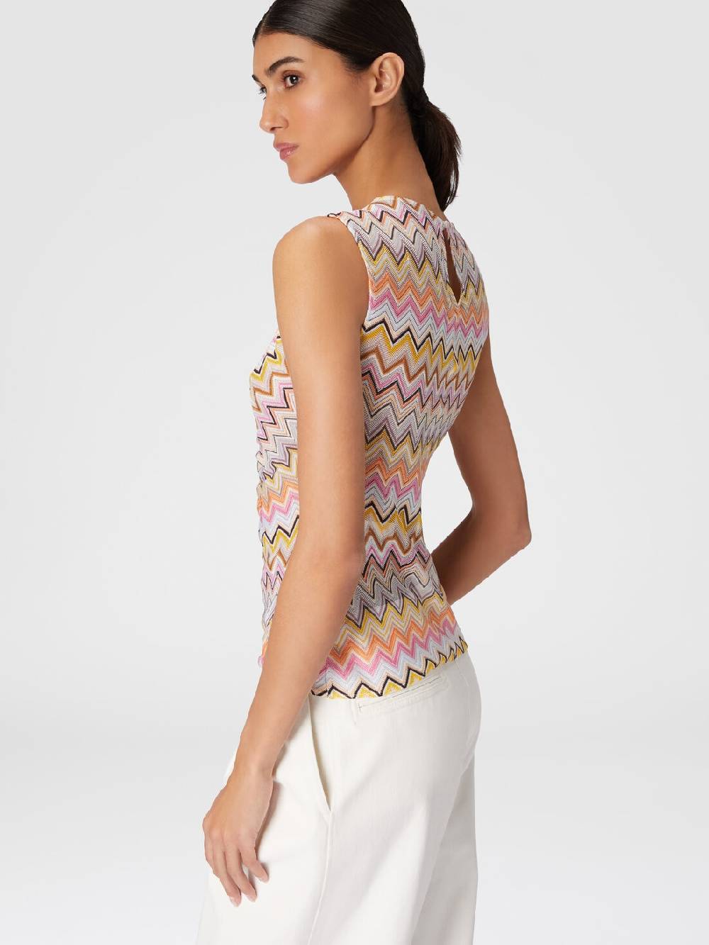 M Missoni Top senza maniche con scollatura arricciata Offerta