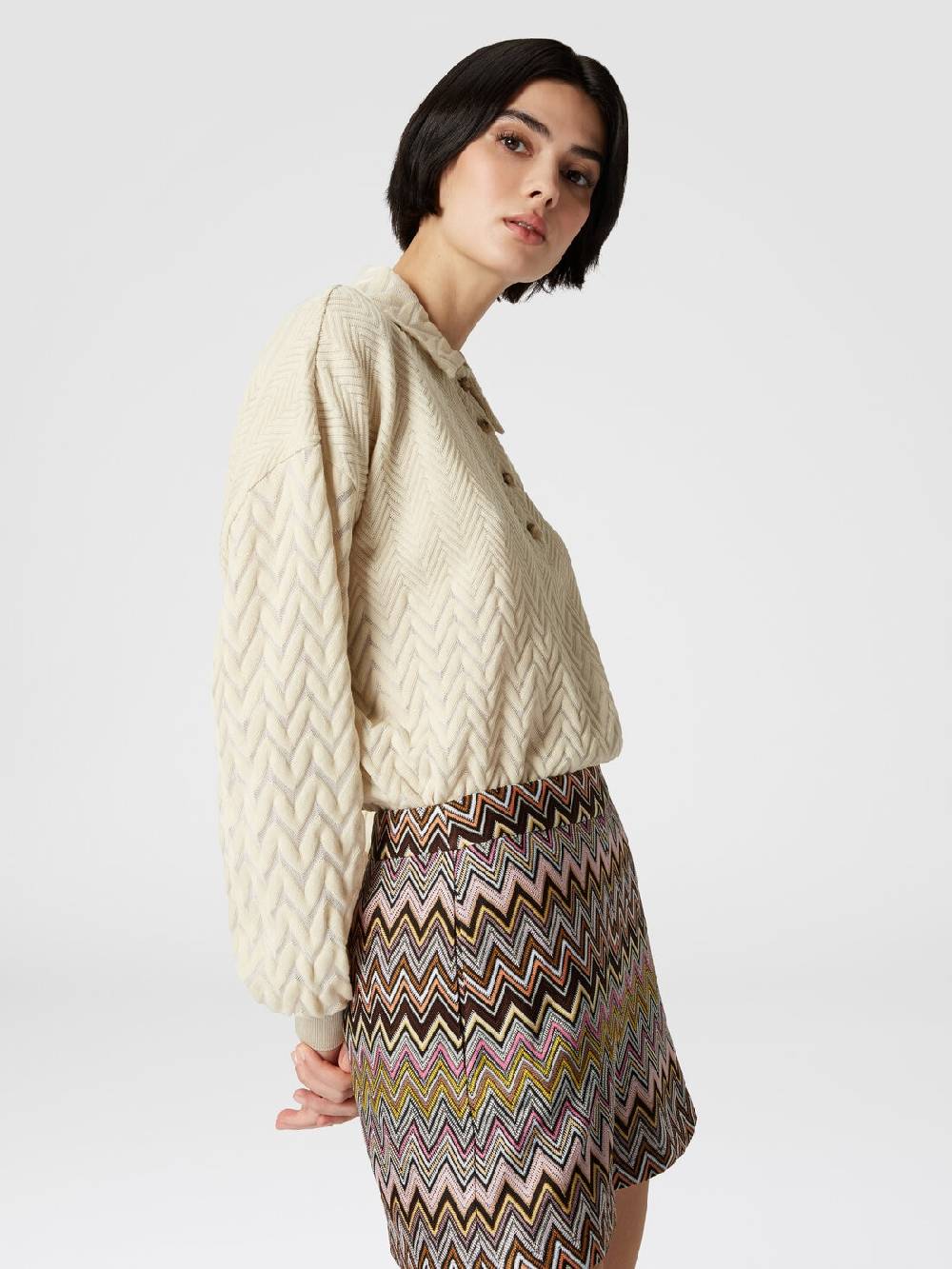 M Missoni Polo a maniche lunghe con chevron tono su tono Online
