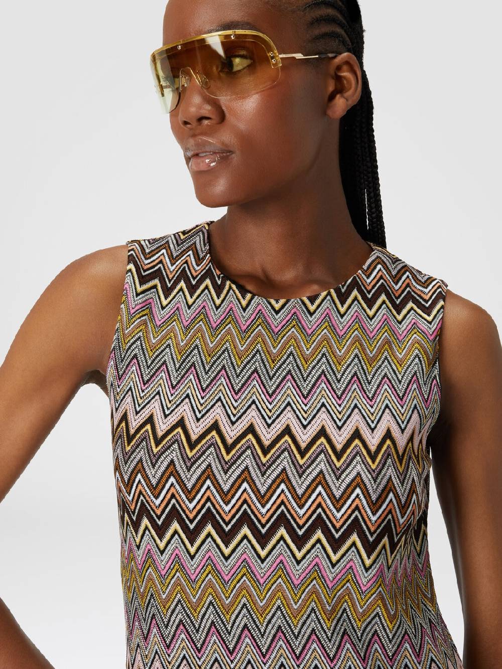 M Missoni Mini-abito senza maniche in viscosa zig zag In Vendita