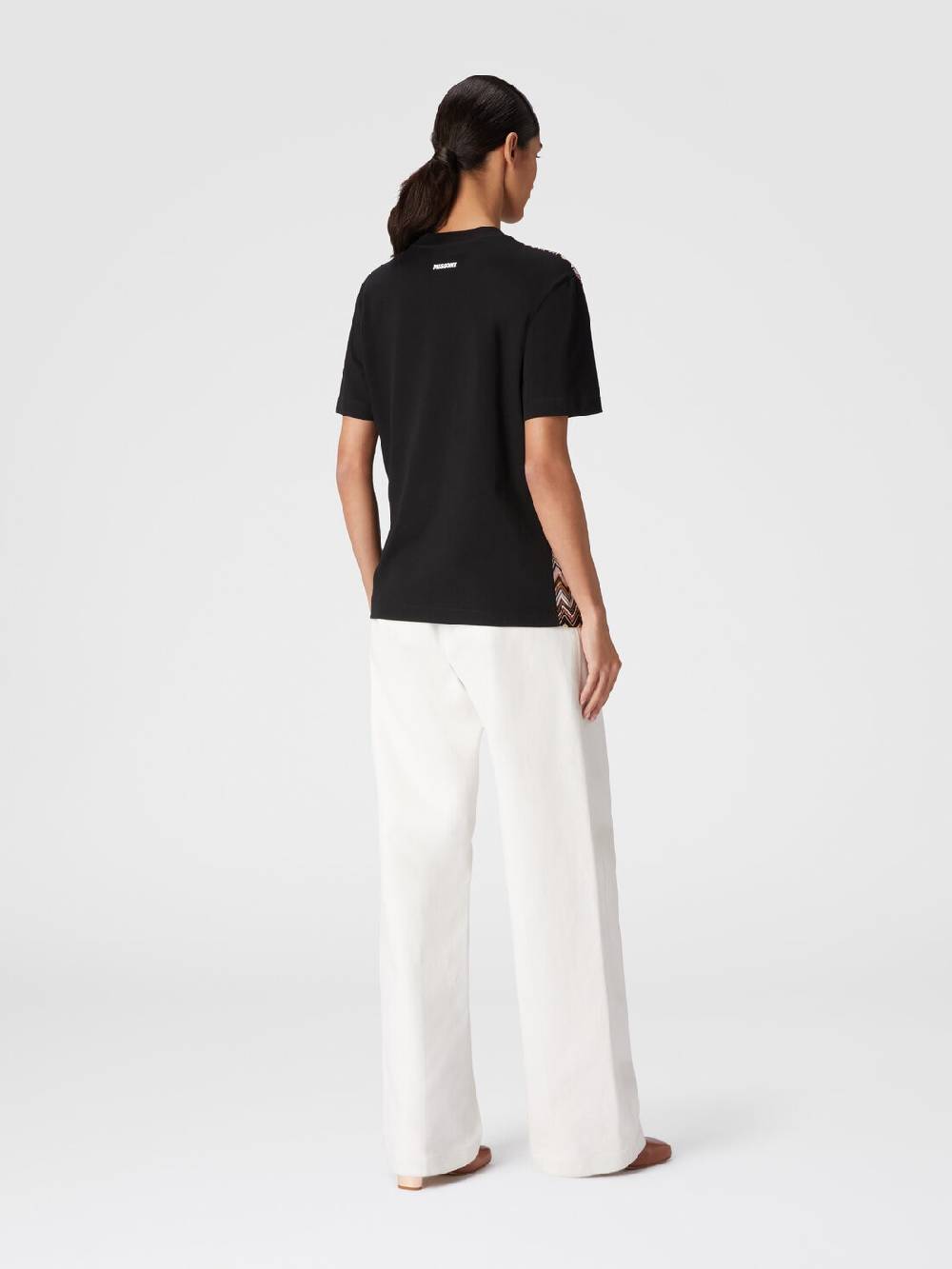 M Missoni T-shirt in jersey di cotone con inserti chevron Saldi