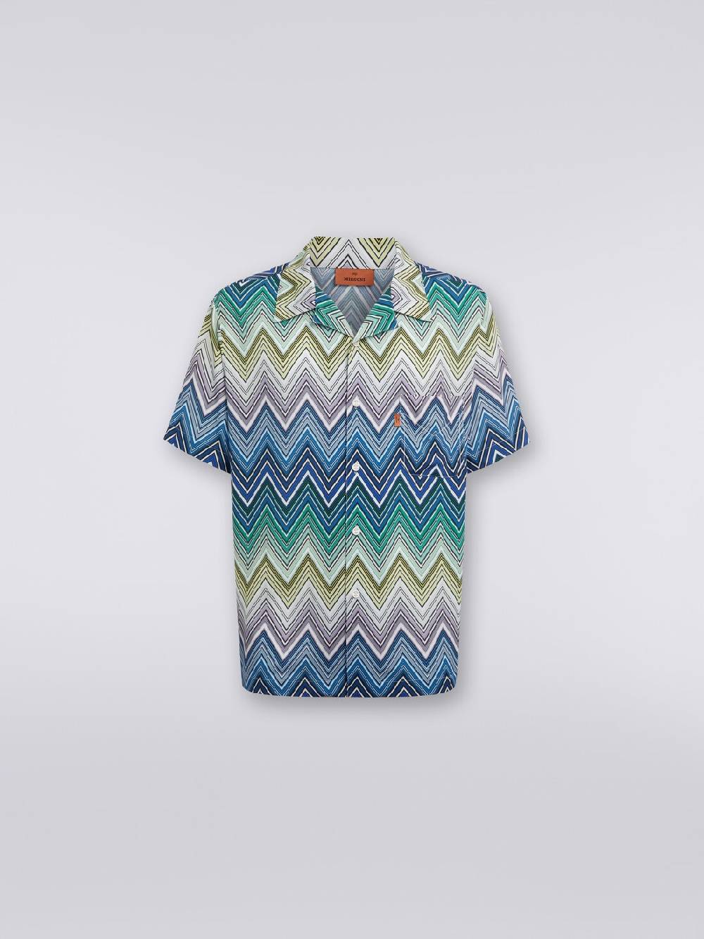 M Missoni Camicia a maniche corte in viscosa con stampa macro zig zag Offerte