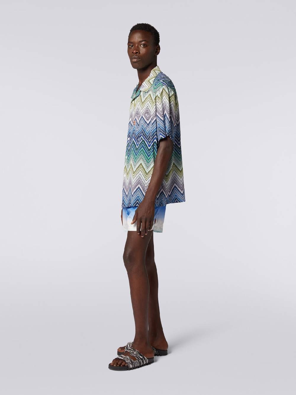 M Missoni Camicia a maniche corte in viscosa con stampa macro zig zag Offerte