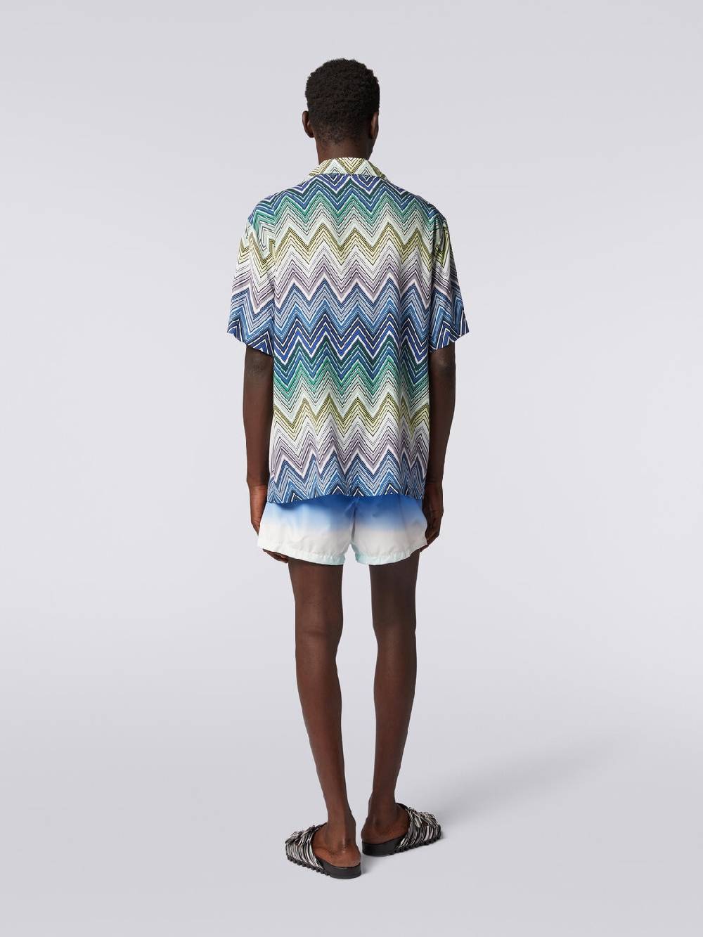 M Missoni Camicia a maniche corte in viscosa con stampa macro zig zag Offerte