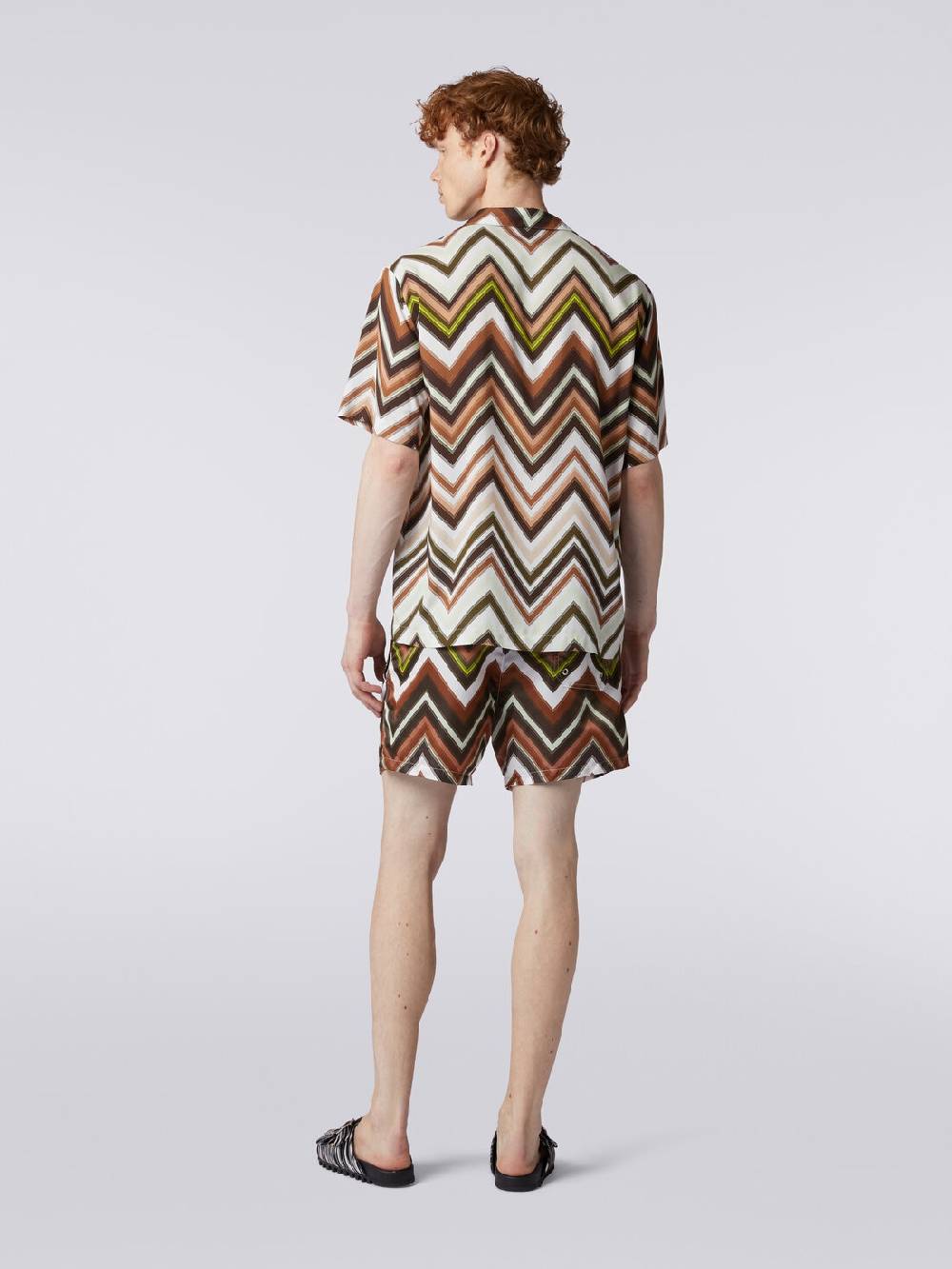 M Missoni Camicia a maniche corte in viscosa con stampa chevron In Vendita