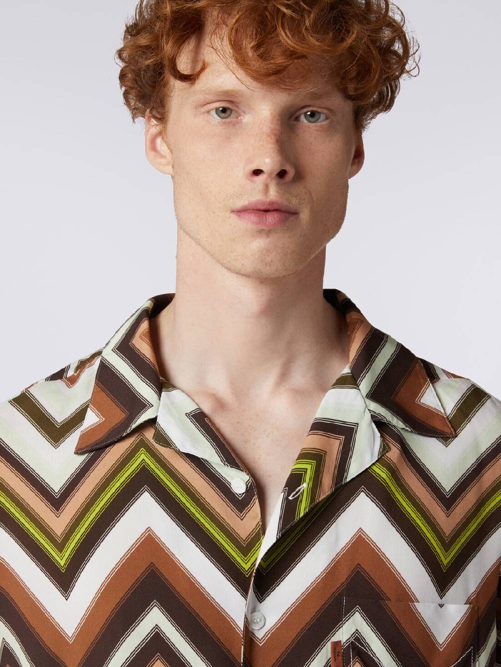 M Missoni Camicia a maniche corte in viscosa con stampa chevron In Vendita