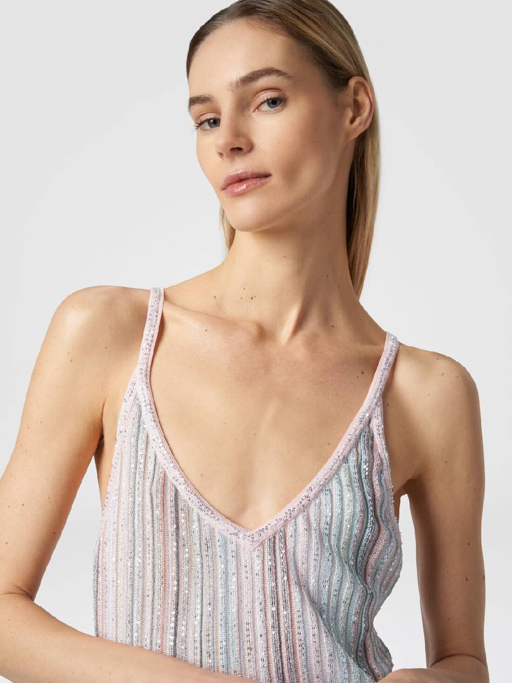 M Missoni Mini-abito in maglia a righe verticali con paillettes Saldi Di Fabbrica