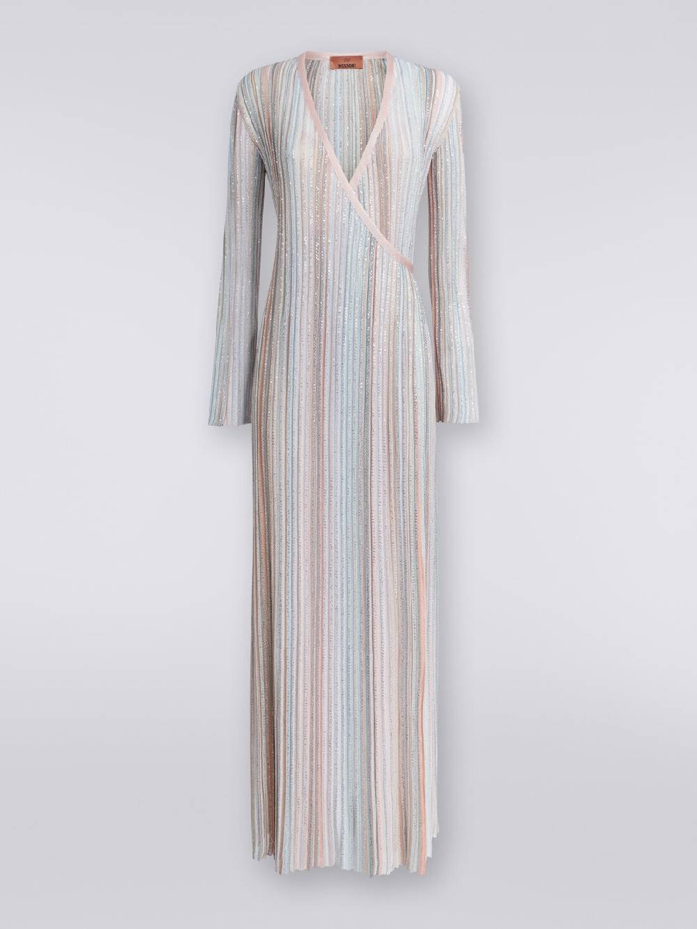 M Missoni Abito lungo con chiusura a portafoglio e paillettes Vendite Flash
