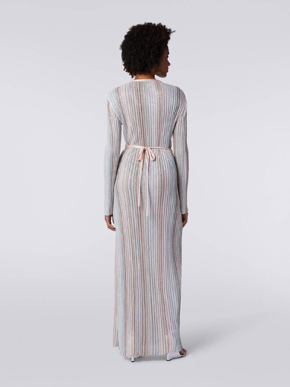 M Missoni Abito lungo con chiusura a portafoglio e paillettes Vendite Flash
