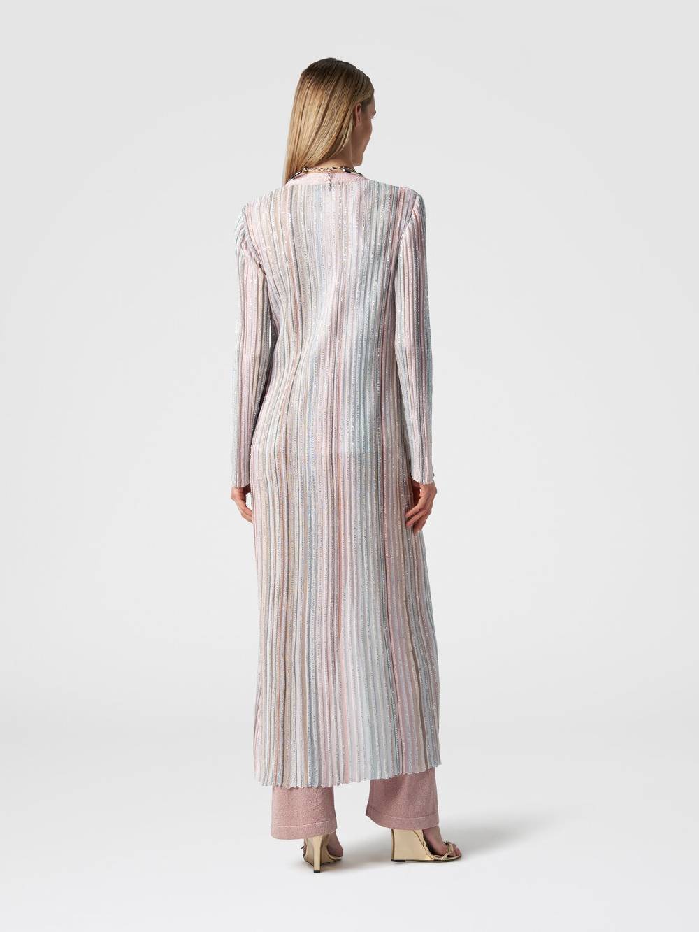 M Missoni Cardigan lungo in maglia con righe verticali e paillettes Negozio