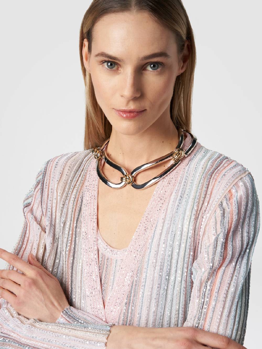 M Missoni Cardigan lungo in maglia con righe verticali e paillettes Negozio