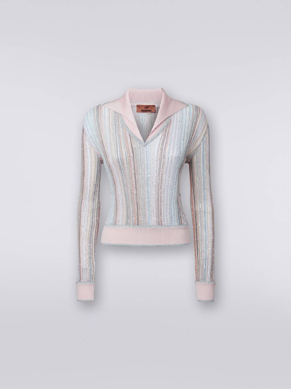 M Missoni Top a maniche lunghe con righe verticali e paillettes Nuova