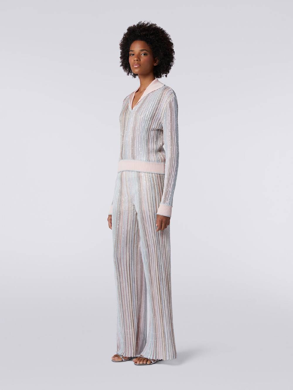 M Missoni Top a maniche lunghe con righe verticali e paillettes Nuova