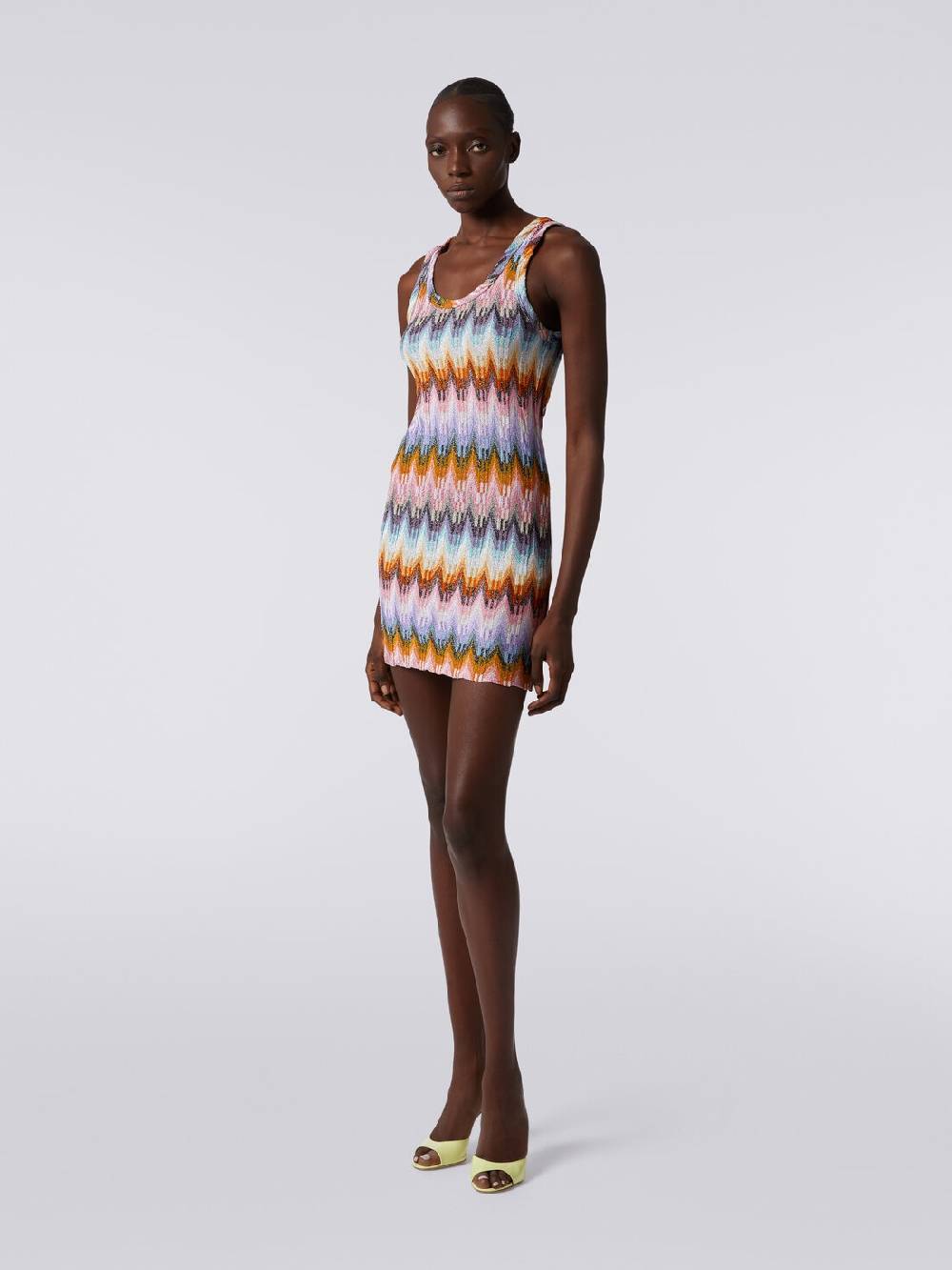 M Missoni Mini-abito smanicato in viscosa zig zag con lurex Moda
