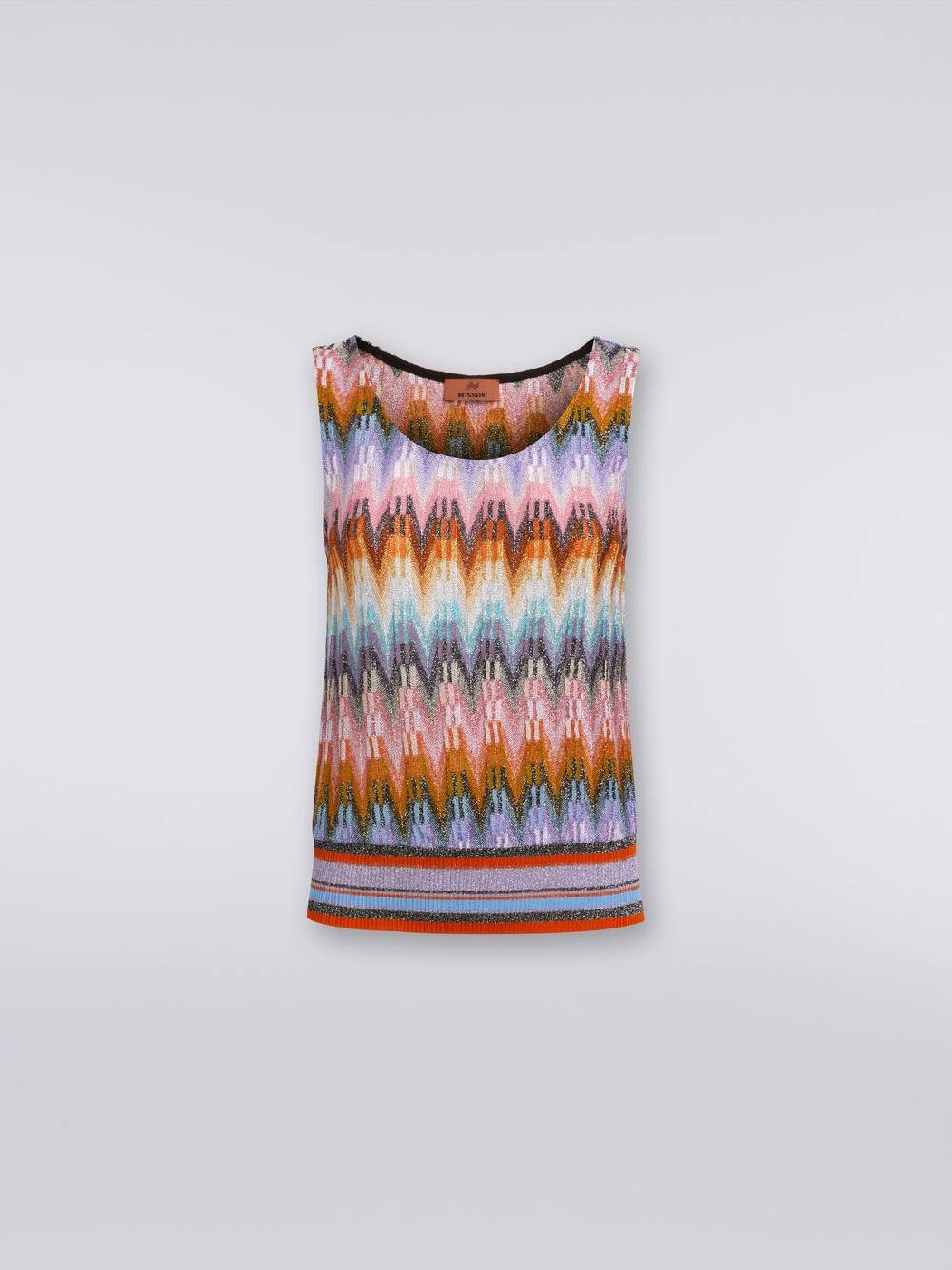 M Missoni Top senza maniche in viscosa zig zag con lurex Italy