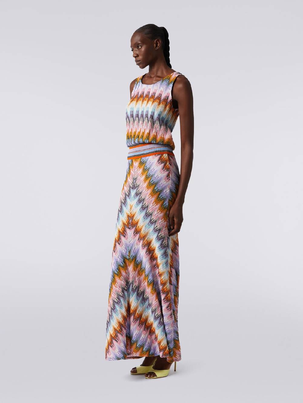 M Missoni Top senza maniche in viscosa zig zag con lurex Italy