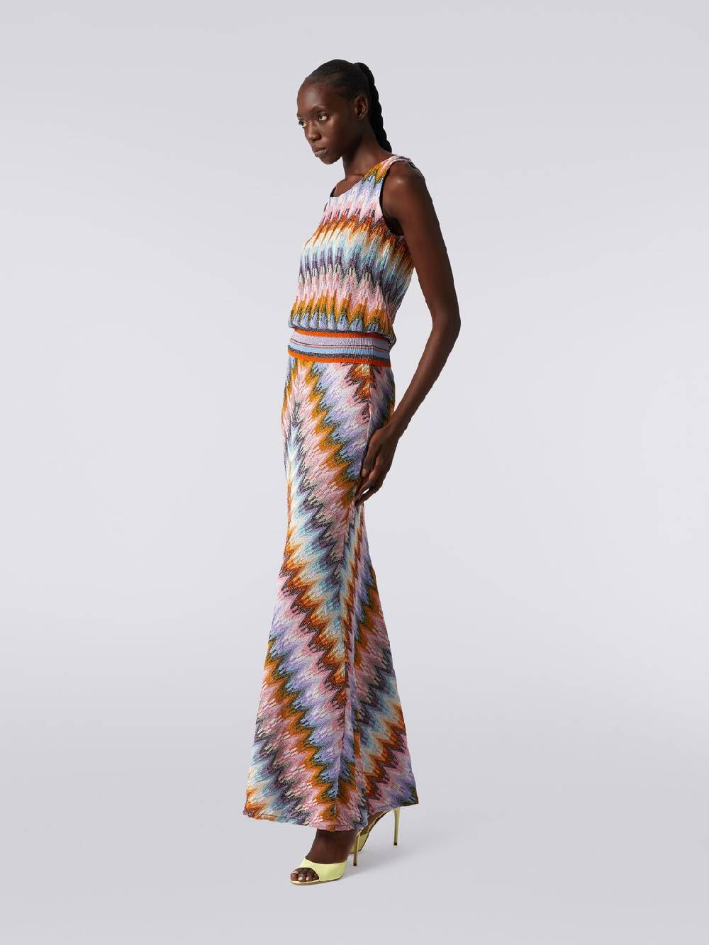 M Missoni Gonna lunga svasata in viscosa zig zag con lurex Italia