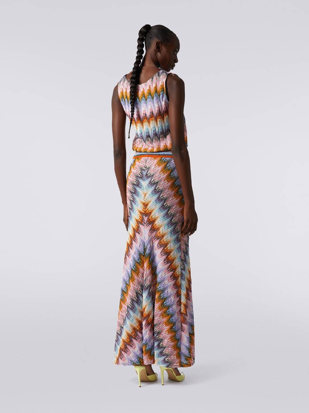 M Missoni Gonna lunga svasata in viscosa zig zag con lurex Italia
