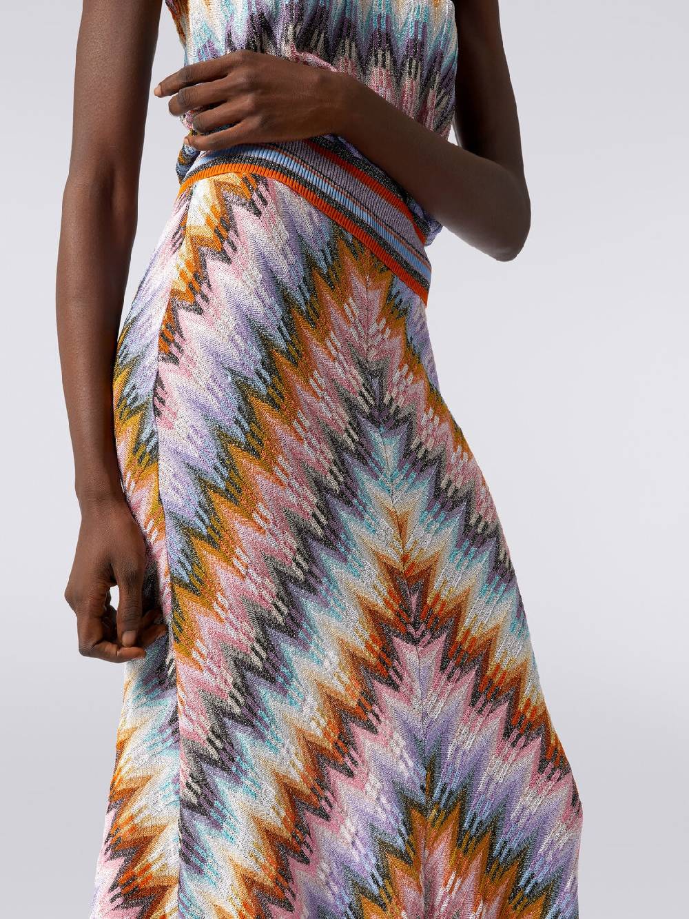 M Missoni Gonna lunga svasata in viscosa zig zag con lurex Italia