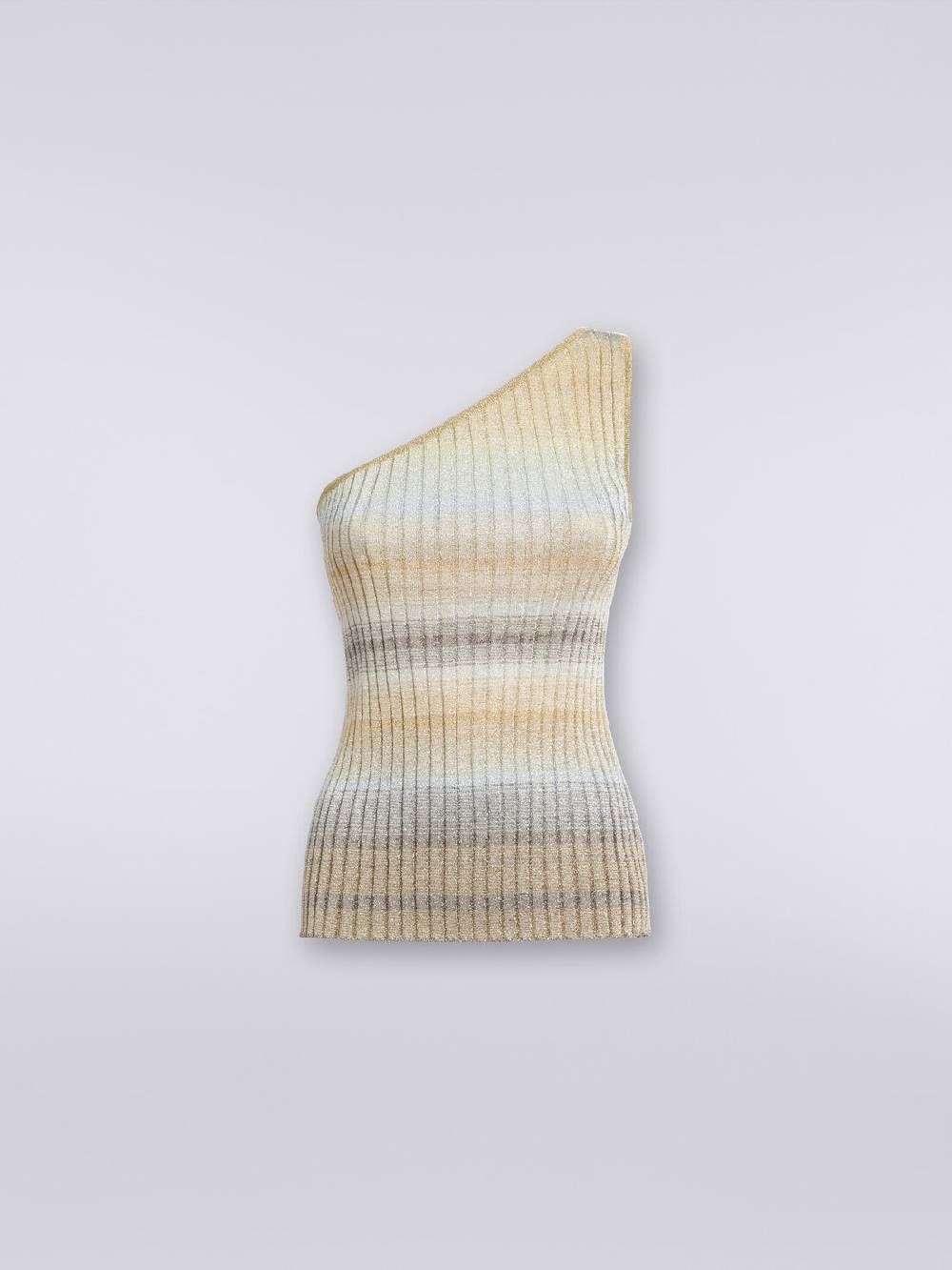 M Missoni Top monospalla in viscosa lamé a costine 2025