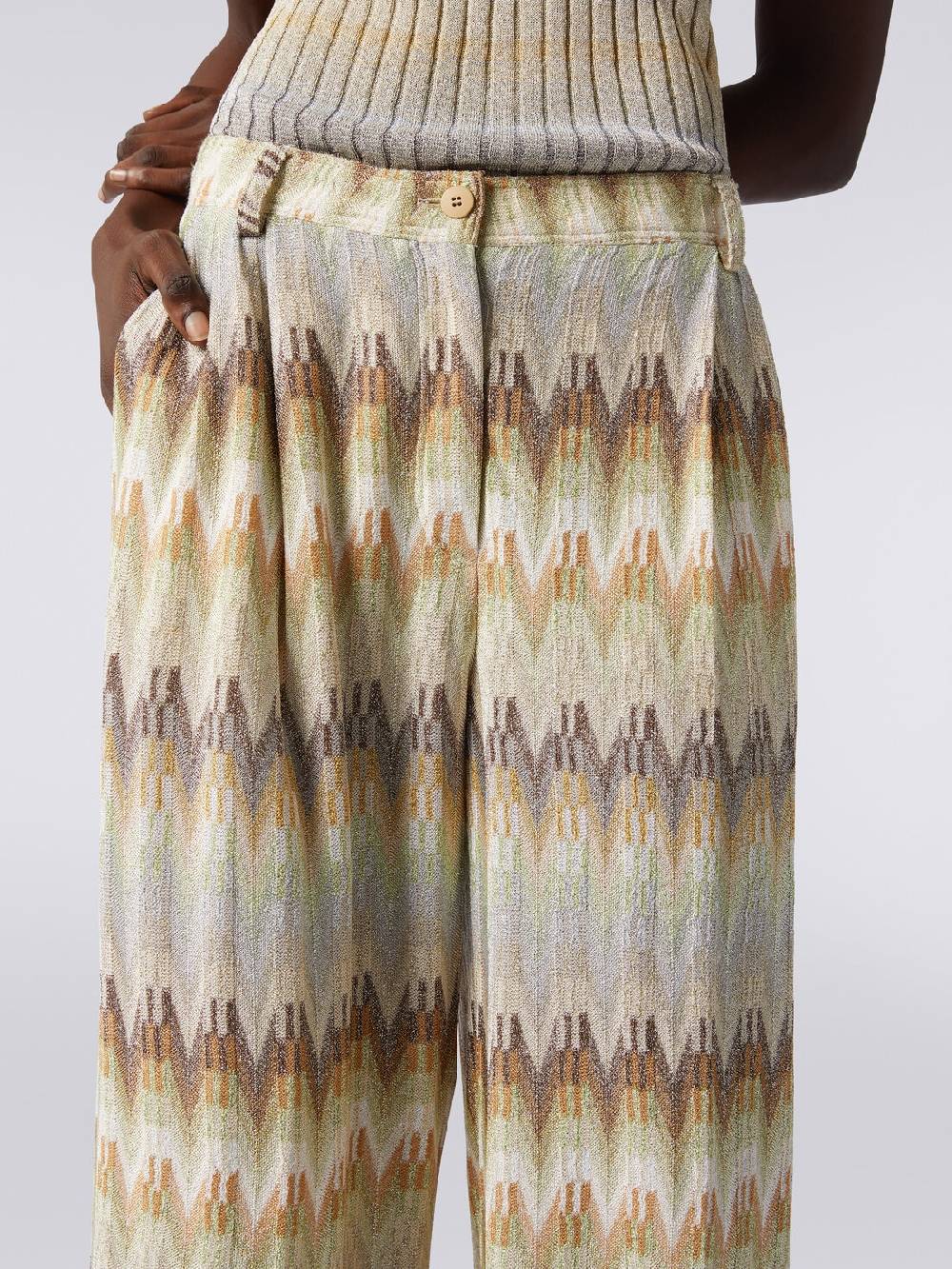 M Missoni Pantaloni classici in viscosa zig zag con lurex In Linea
