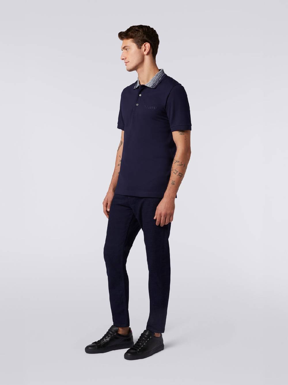 M Missoni Polo in cotone con colletto fiammato e scritta logo Fino Al -60%