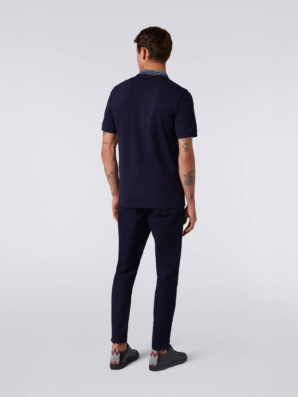M Missoni Polo in cotone con colletto fiammato e scritta logo Fino Al -60%
