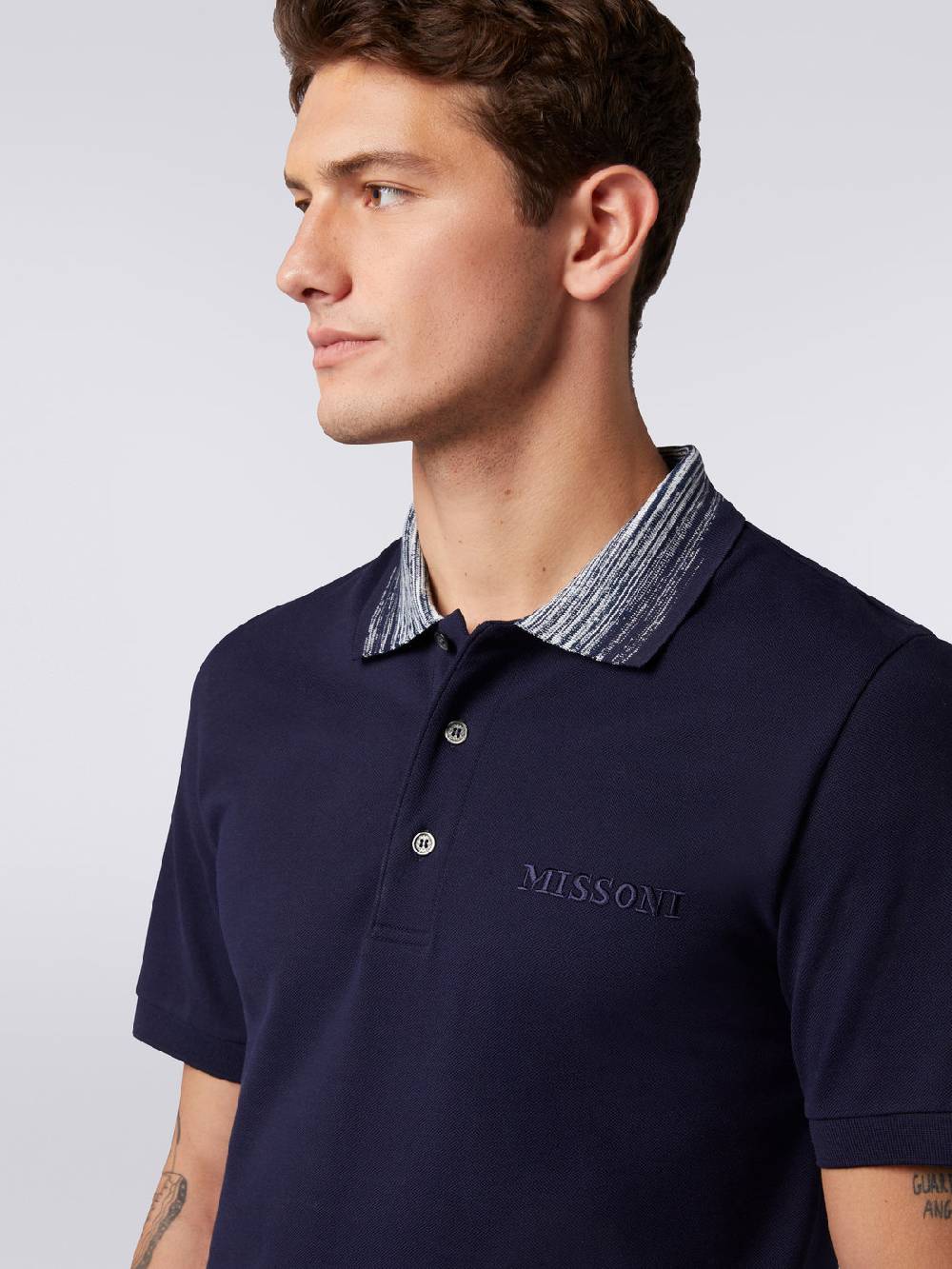 M Missoni Polo in cotone con colletto fiammato e scritta logo Fino Al -60%